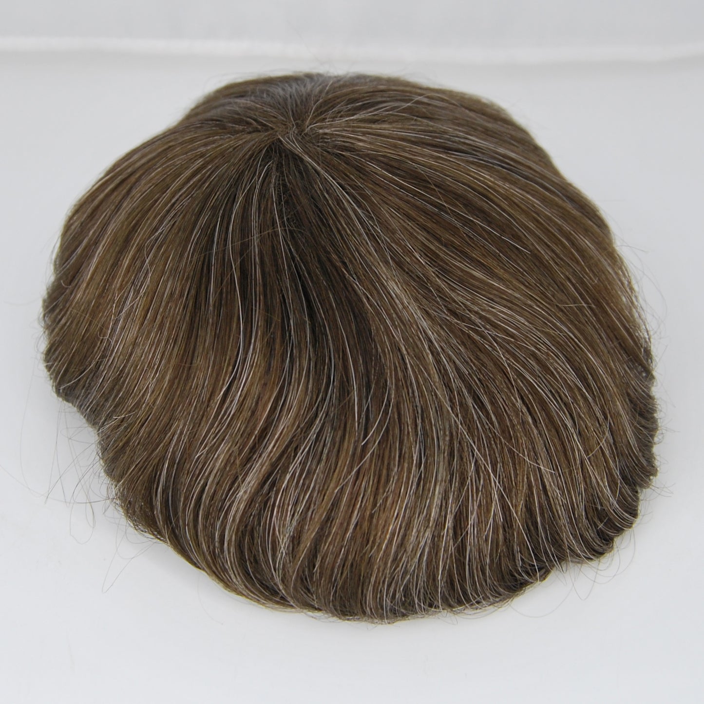 Clearance toupee dark brown mixed 20% grey hair piece for men all french lace durable breathable hair system