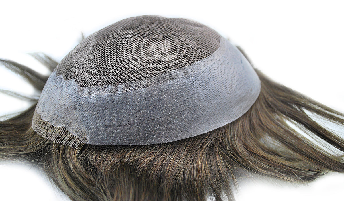 #3 ash brown male hairpiece French lace with PU around human hair toupee for men