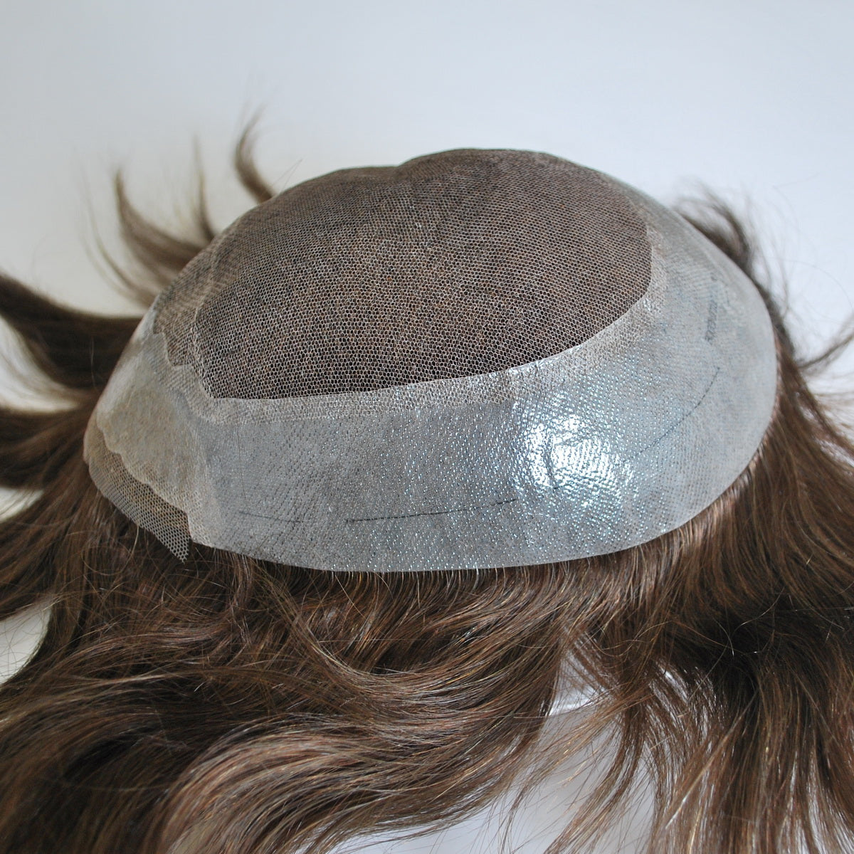 Ash Brown #310 Toupee With Grey Hair Hair System For Men Lace With PU Hair Replacement