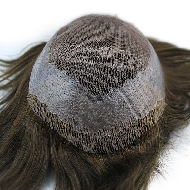 #3 ash brown male hairpiece French lace with PU around human hair toupee for men