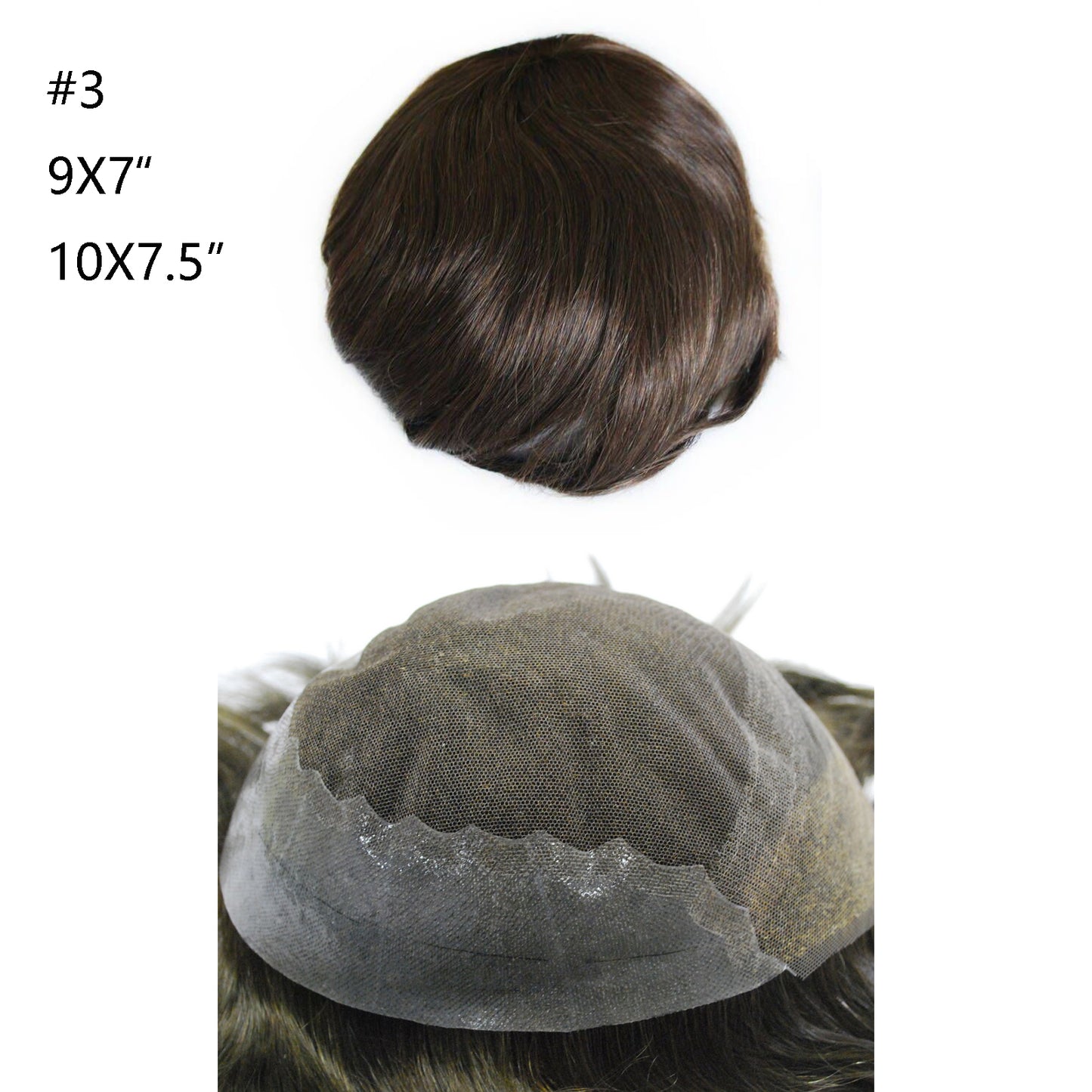 #3 Ash brown color men hair system mixed grey hair toupee wig mixed 10%-80% grey hair pieces for men