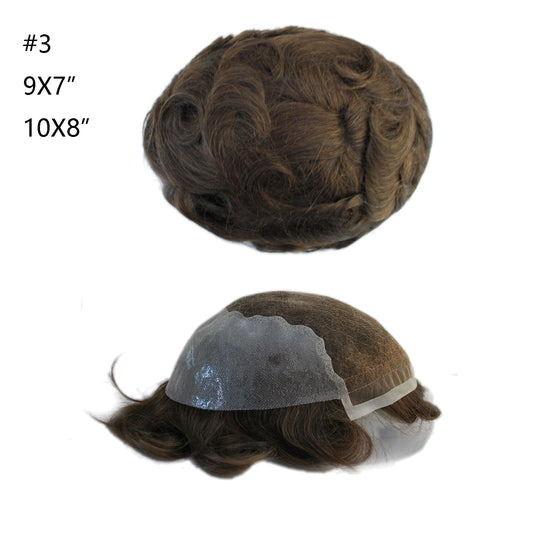 Ash Brown Mens Toupee Q6 Base Hairpiece Natural Hair System 9x7" toupee for men Replacements French Lace With PU Back And Side