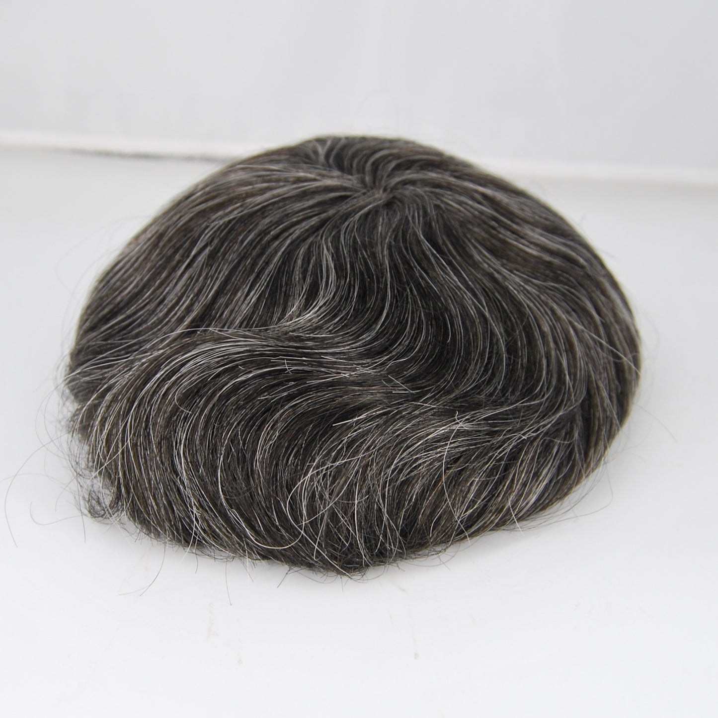 Clearance toupee wig for men #1B35 grey mixed hair system Silk base with PU around
