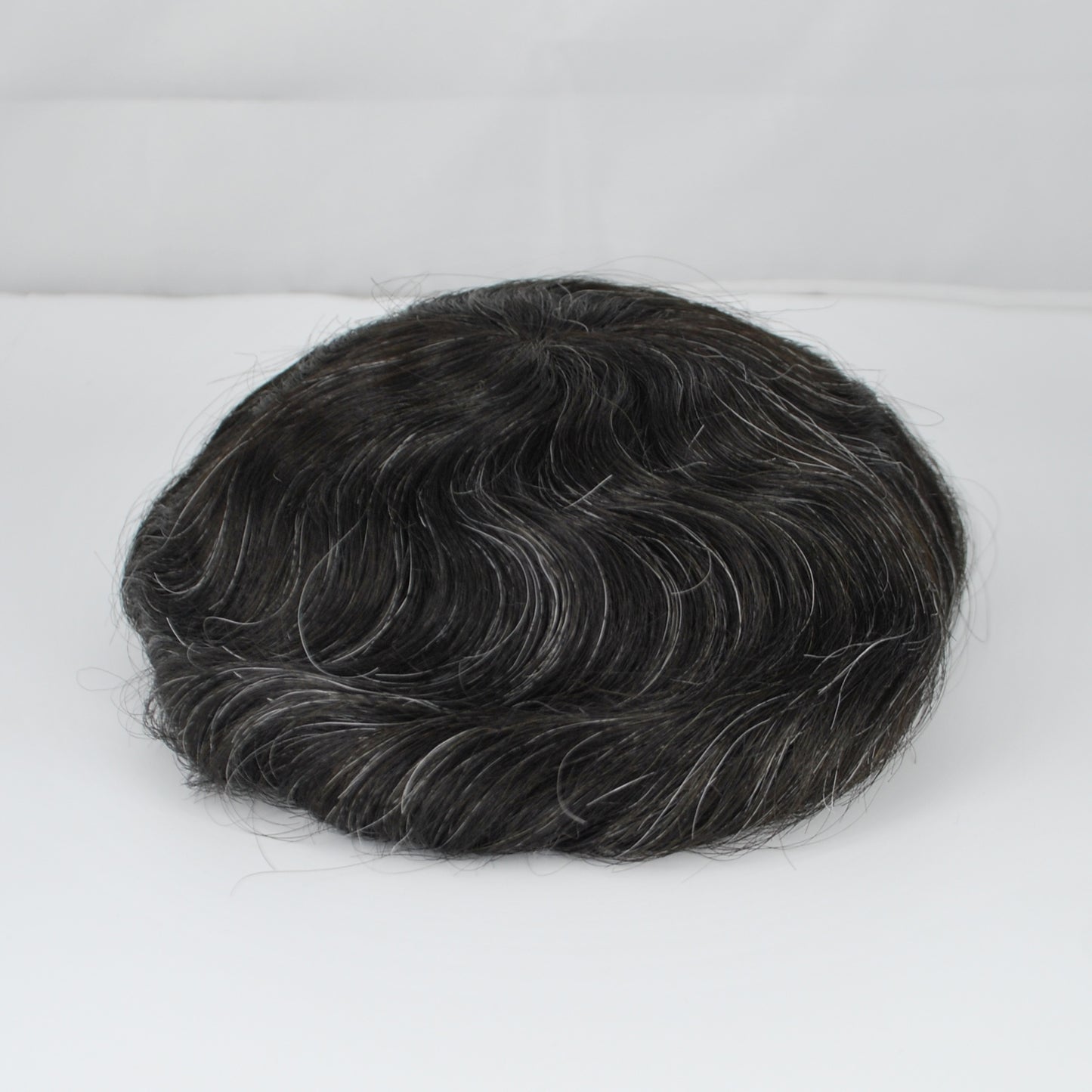 clearance toupee grey mixed hair system for men #1b 10 hair piece silk base with PU