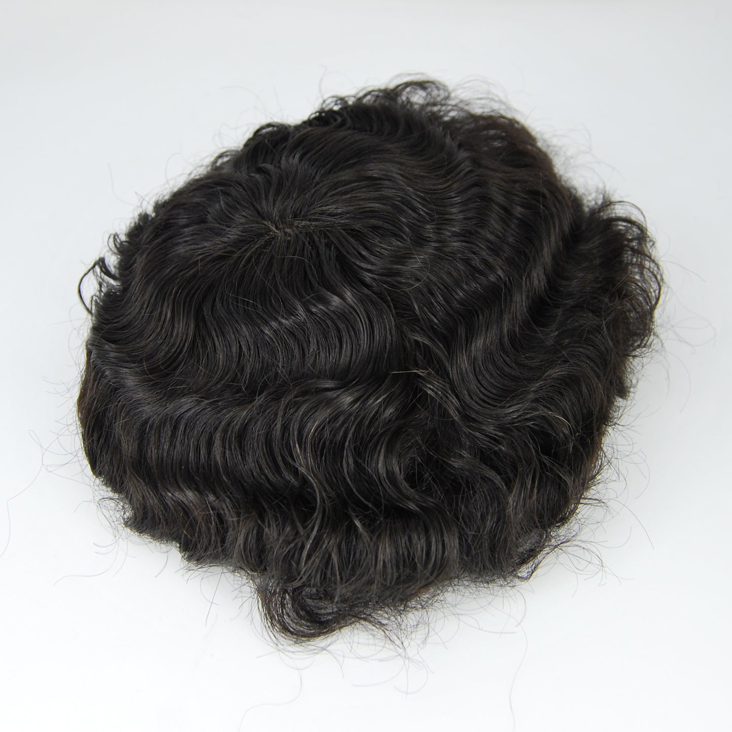 clearance silk base with PU around men's hair replacement natural black color men's toupee