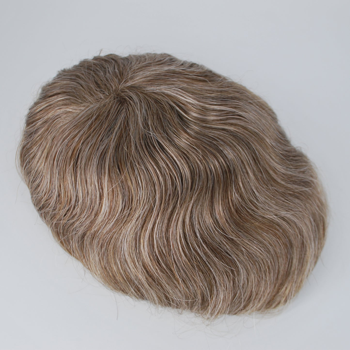 Clearance toupee for men #7 mixed 45% grey french lace with PU back and sides men hair system