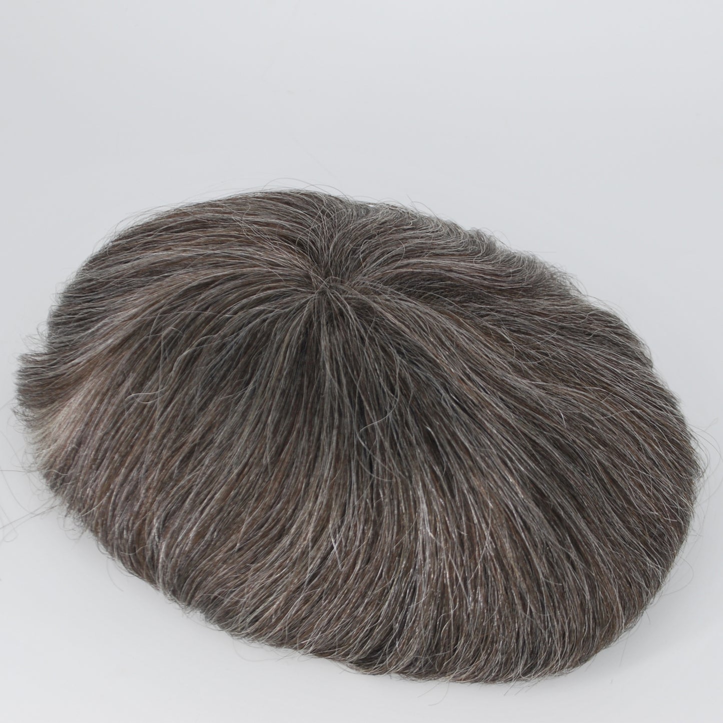 Clearance human hair toupee #2 35 brown mixed grey color 8x6 " prosthesis for men full French lace