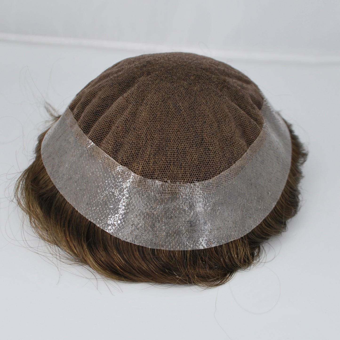 Clearance toupee wig for men lace front French lace with PU around #4 medium brown 9x6.25"
