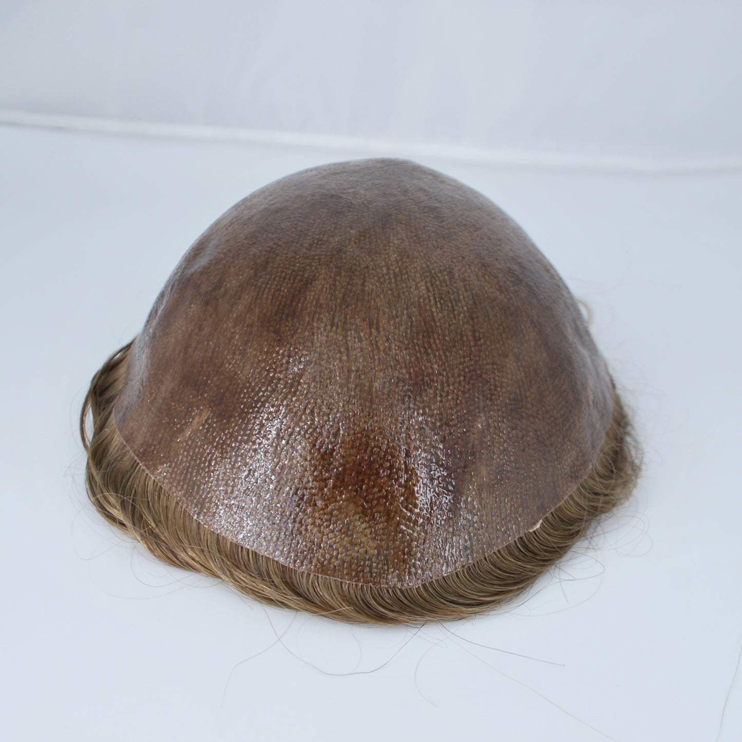 Clearance #6 light brown human hair system thin skin PU injection men toupee hair piece