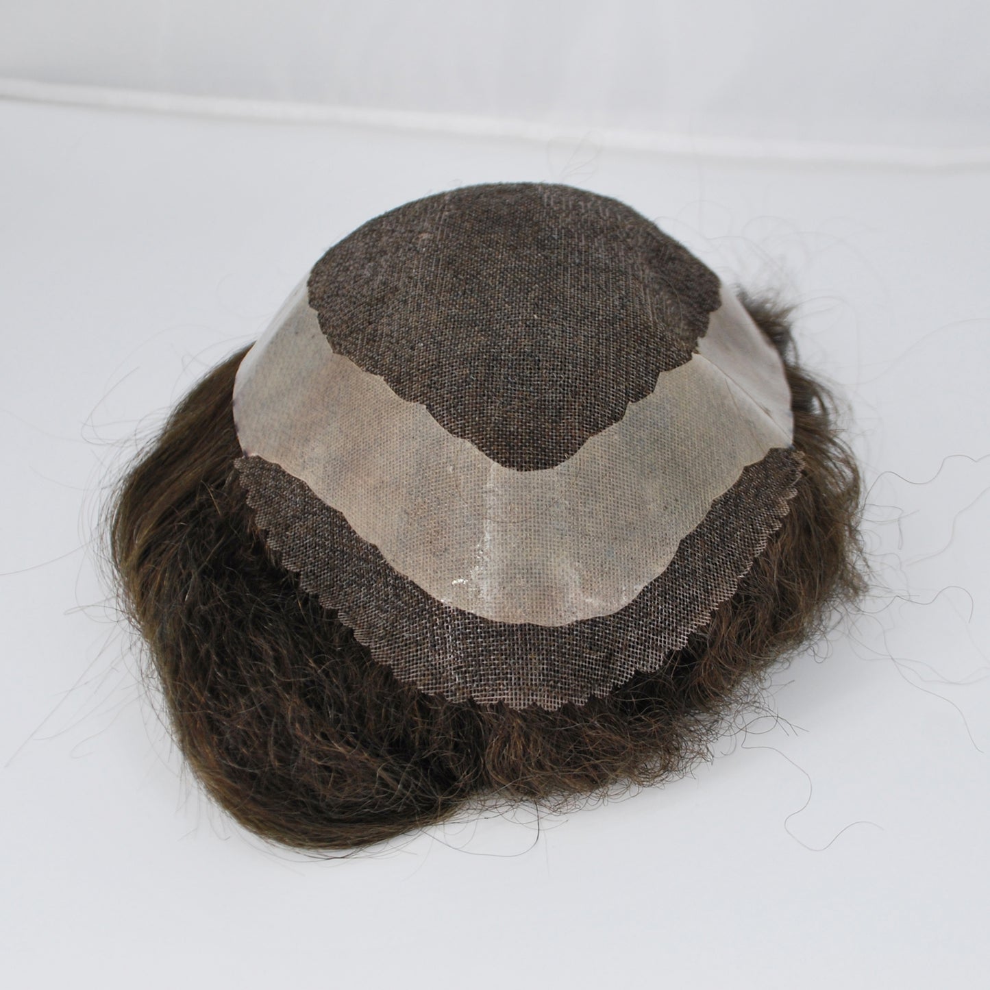 Clearance toupee #3 ash brown durable welded mono with PU around 8.5x5.75 inch men hair replacement wig