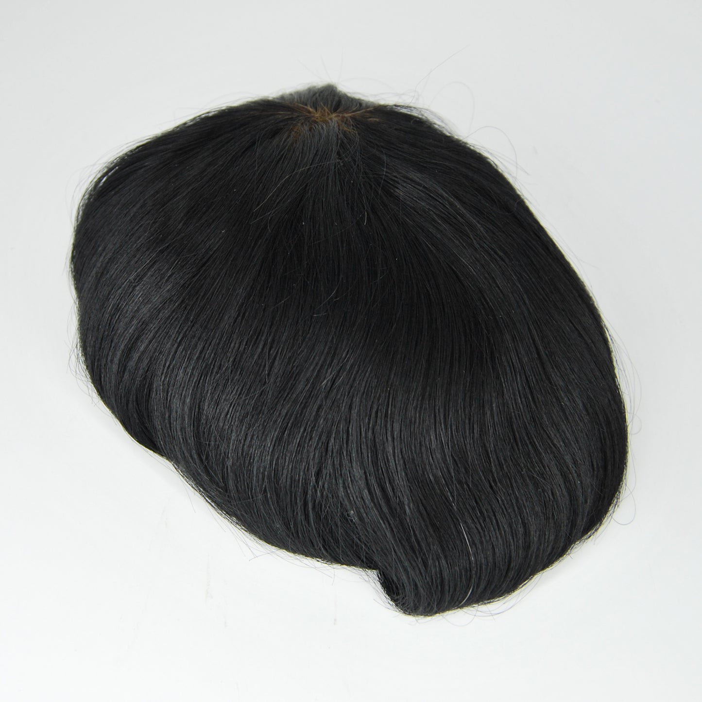 Clearance #1 jet black toupee 9x6.5" French with PU around narrow lace front 9x7" human hair system for men