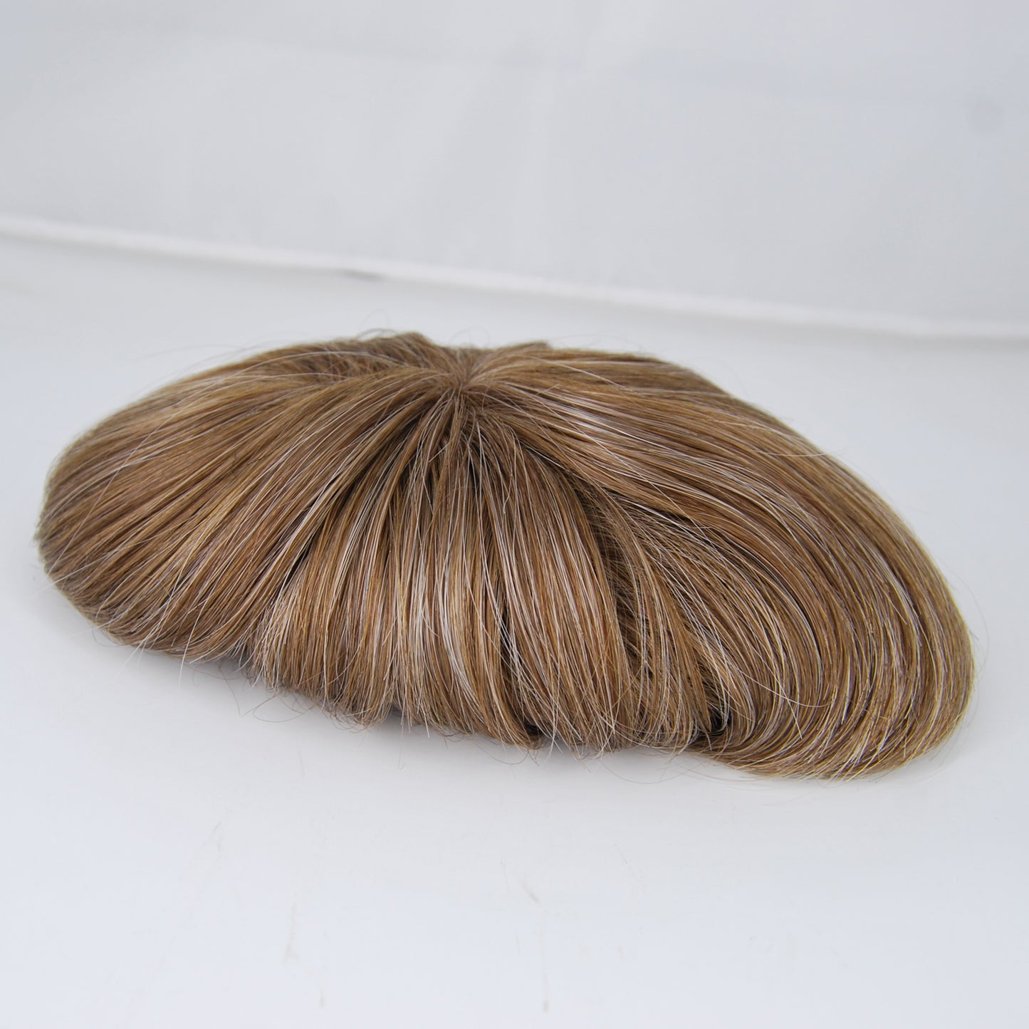 Clearance toupee #7 light brown mixed 20% grey hair system French lace with PU back and sides