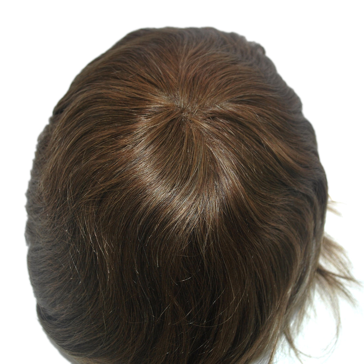 #4 Medium Brown Prosthesis for Men French Lace Front Toupee with PU Around Human Hair System