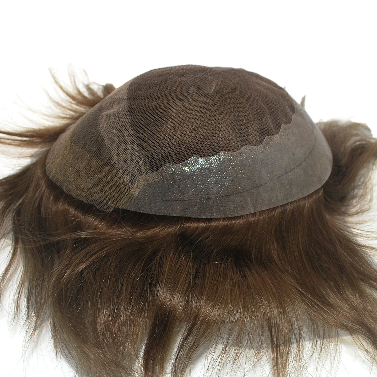 #4 medium brown toupee for men French lace PU with back and sides lace front hair piece