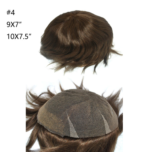 Medium Brown All Swiss Lace Toupee for Men Bleached Knots Mens Hair System Hairpiece Toupee