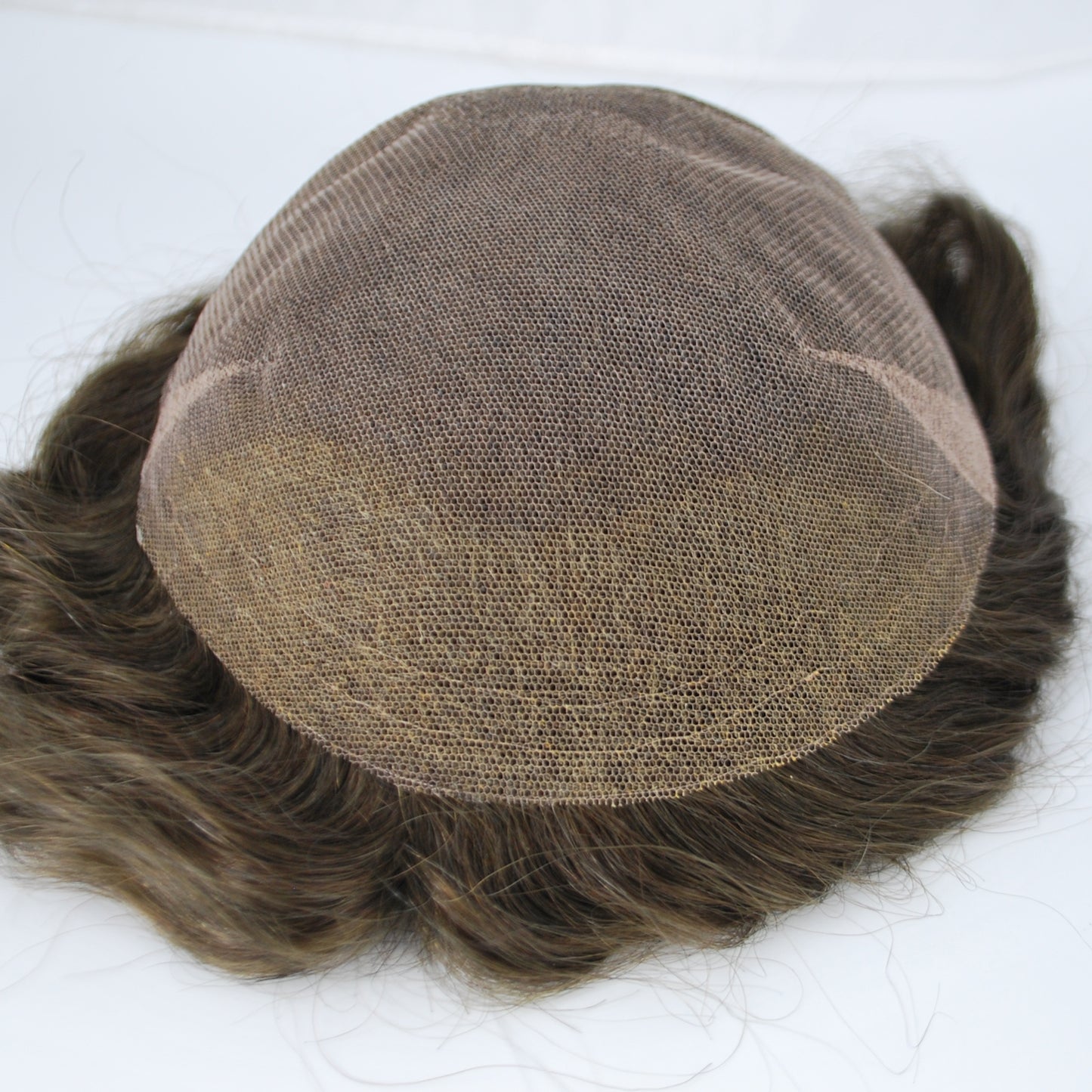 Clearance men piece wig #3 ash brown all french lace hair system for men hair mesh hair system