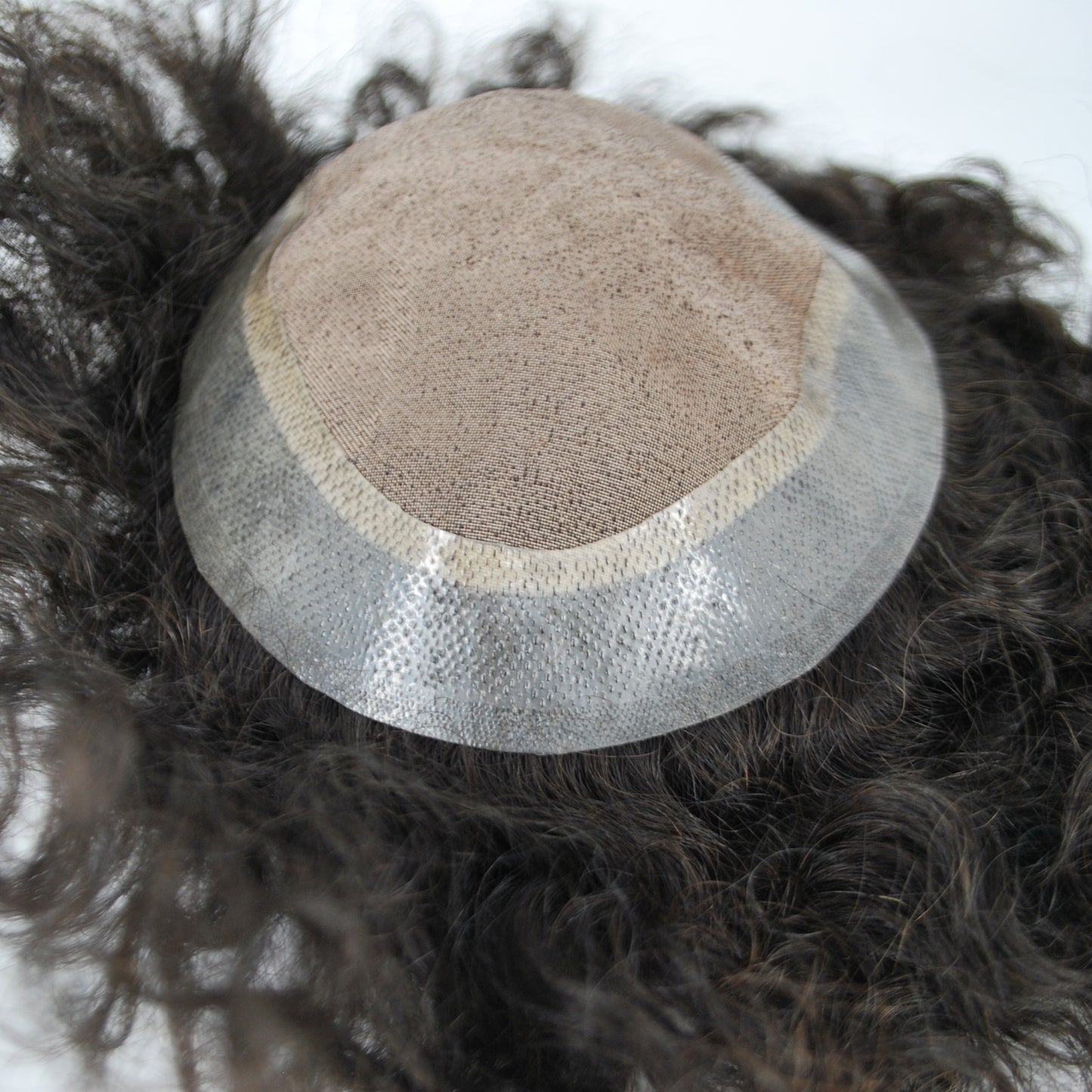 Clearance toupee hair piece for men mono with PU around curly hair system natural black hair
