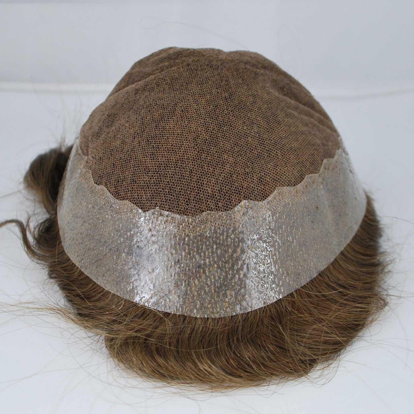 Clearance men toupee wig #5 light brown french lace with PU back and sides hair system