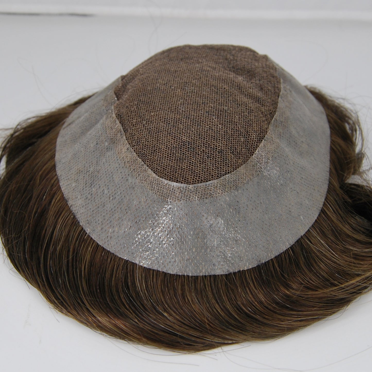 Clearance #4 10% grey human hair system for men french lace with PU around men hair replacement