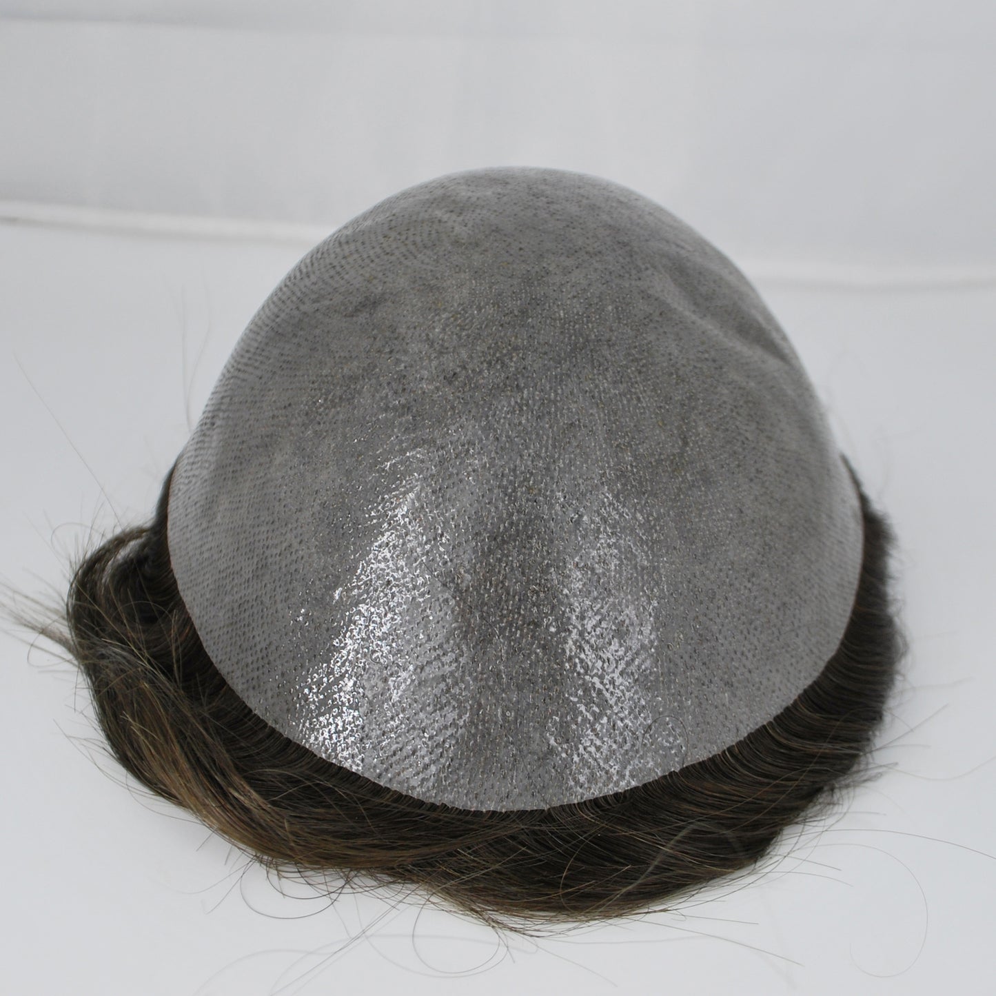Clearance dark brown toupee thin PU knotted human hair system for men 10x7.5"