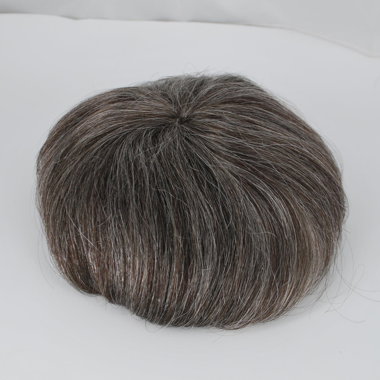 Clearance human hair toupee #2 35 brown mixed grey color 8x6 " prosthesis for men full French lace