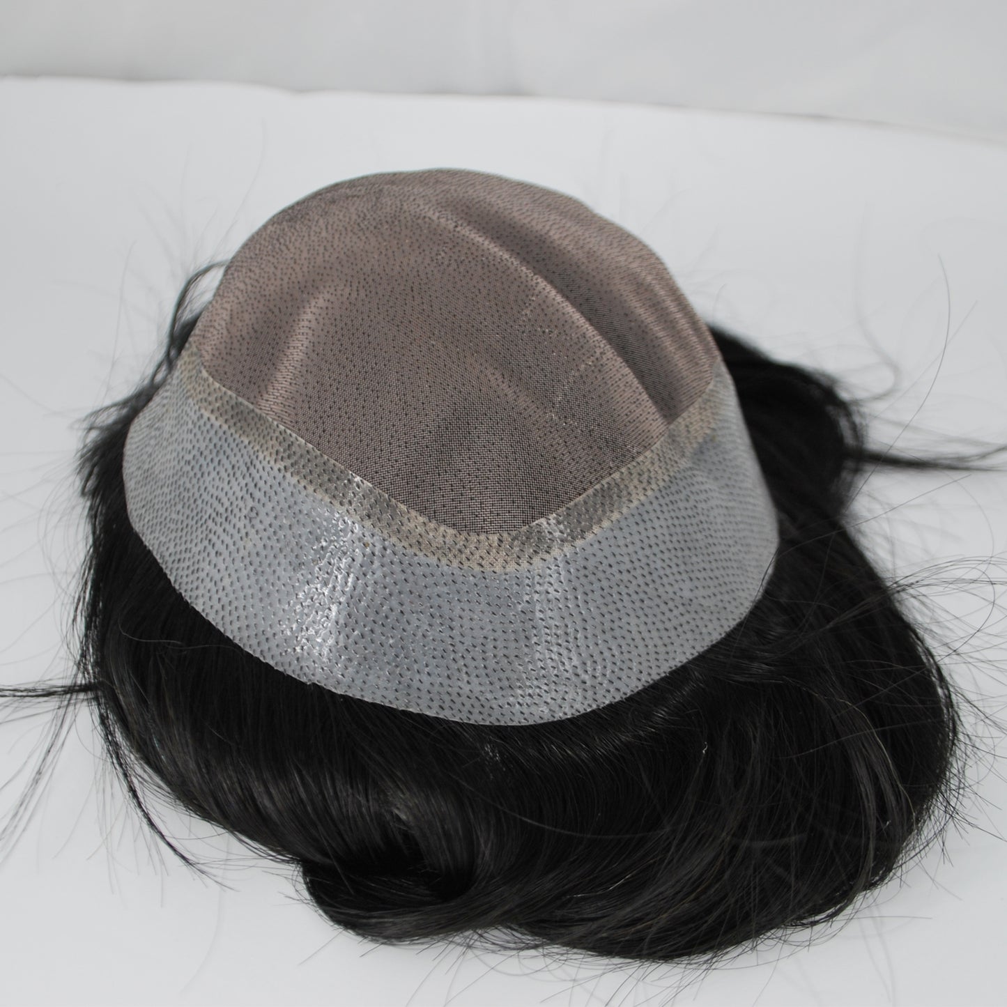 Clearance toupee #1 jet black toupee for men mono with PU around 9x7" human hair system