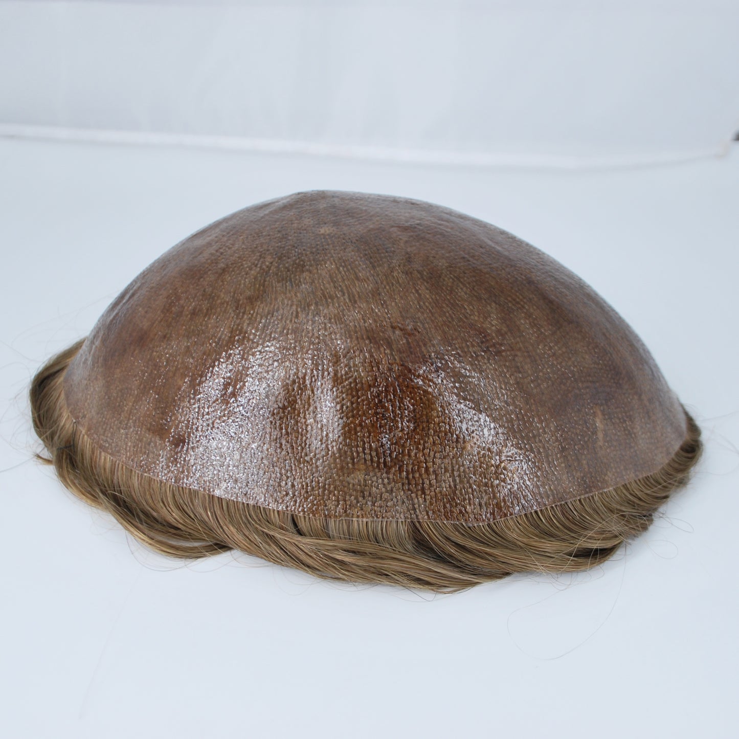 Clearance #6 light brown human hair system thin skin PU injection men toupee hair piece
