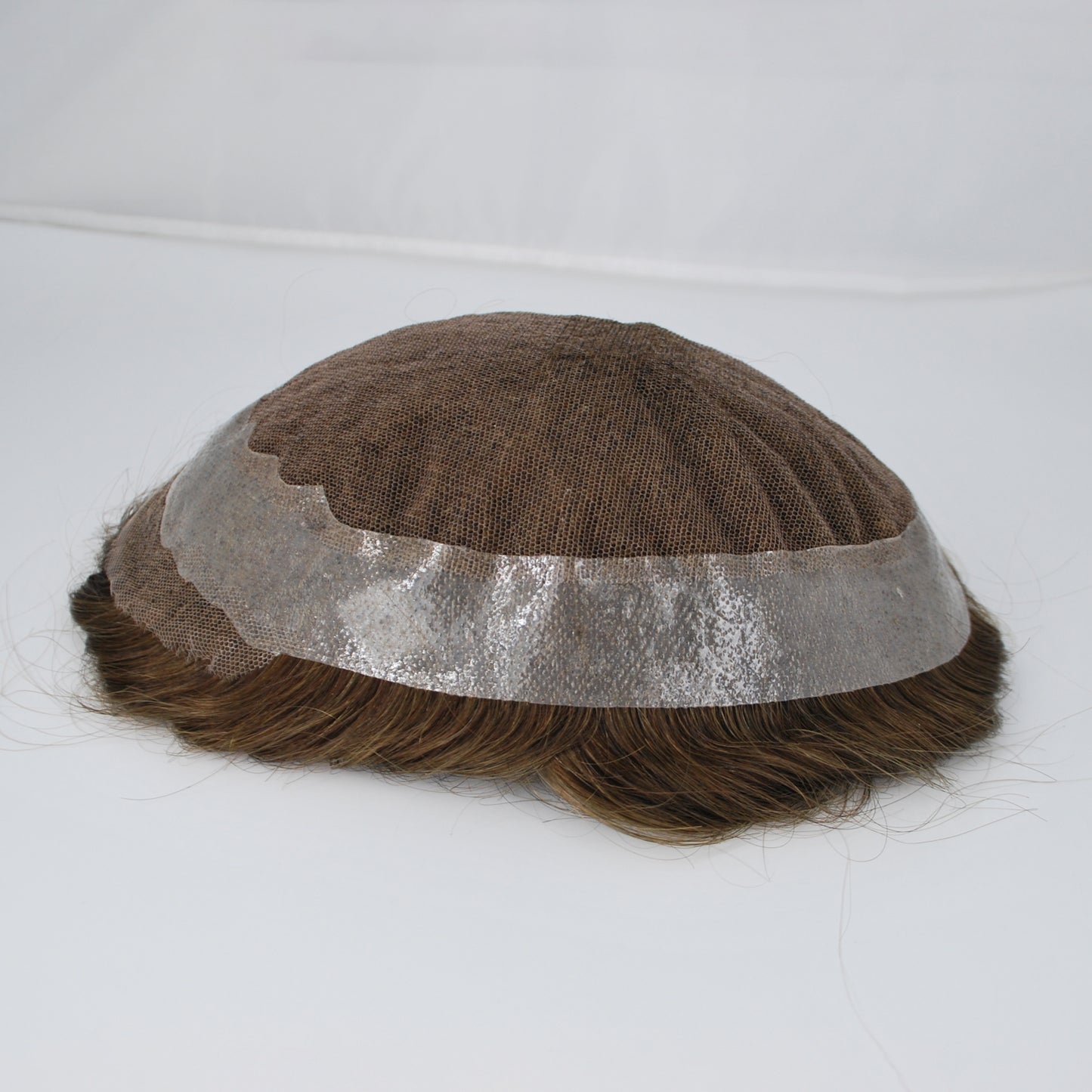 Clearance toupee wig for men lace front French lace with PU around #4 medium brown 9x6.25"