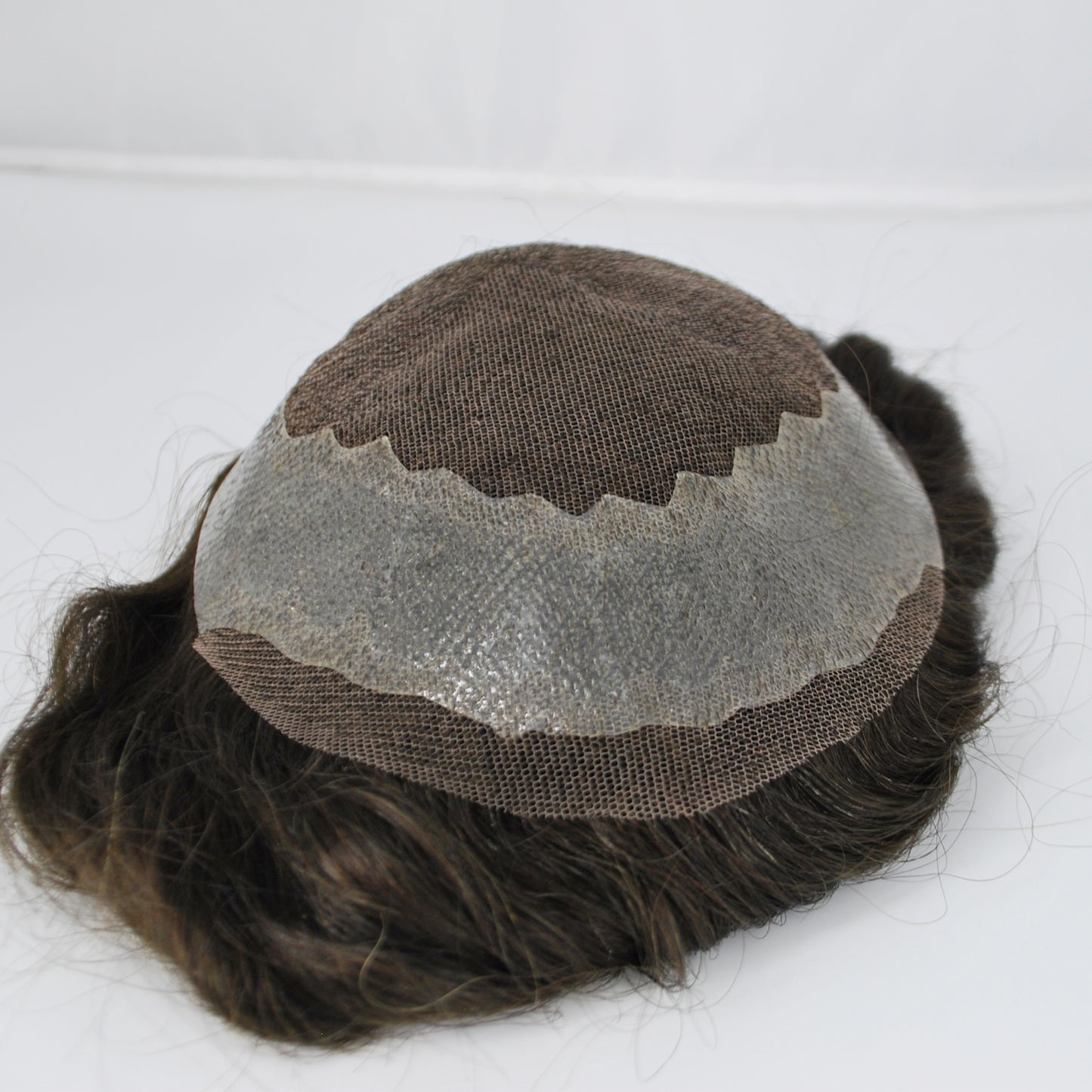 Clearance 8x6 men toupee french lace with PU around dark brown hair system lace front hairpiece