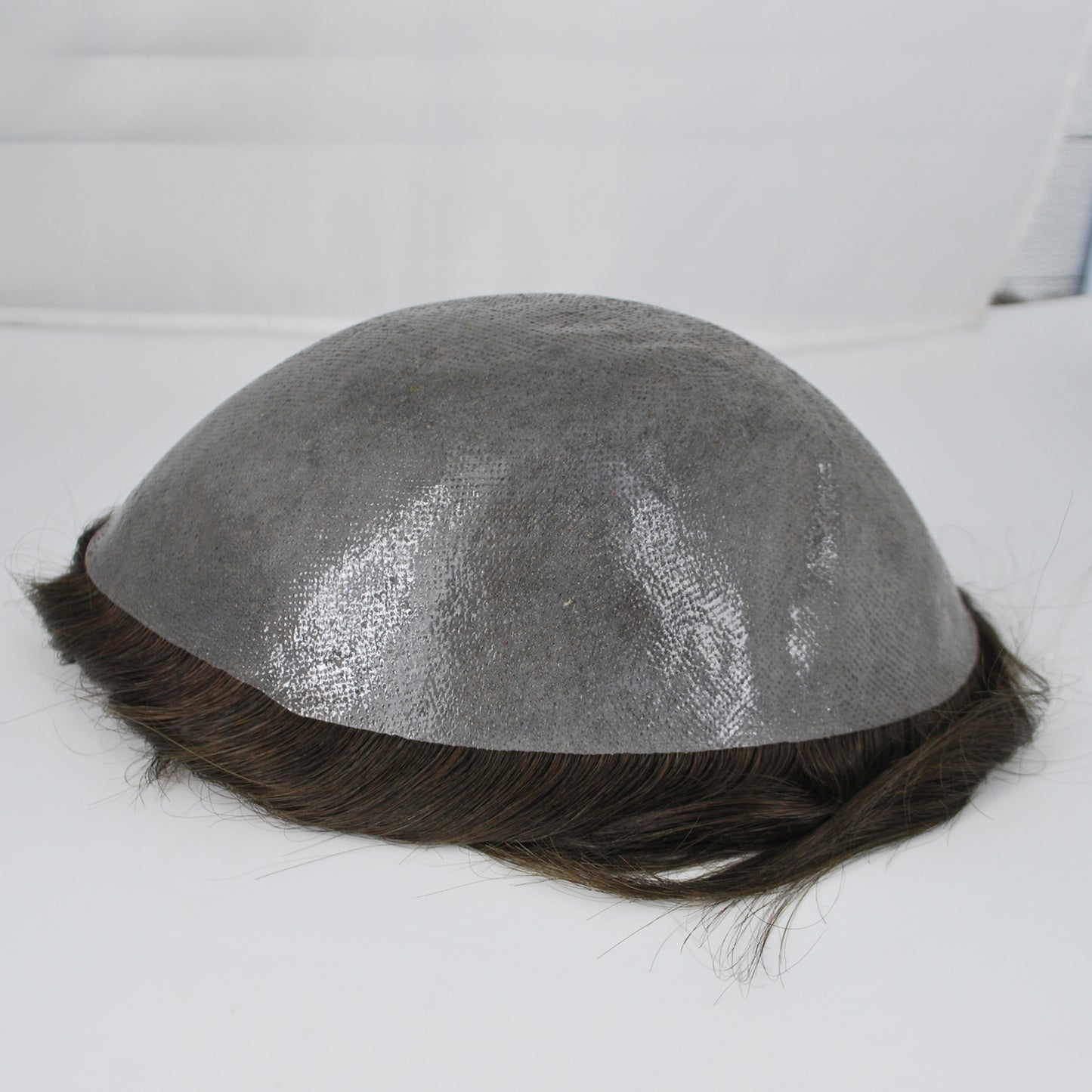 Clearance dark brown toupee thin PU knotted human hair system for men 10x7.5"