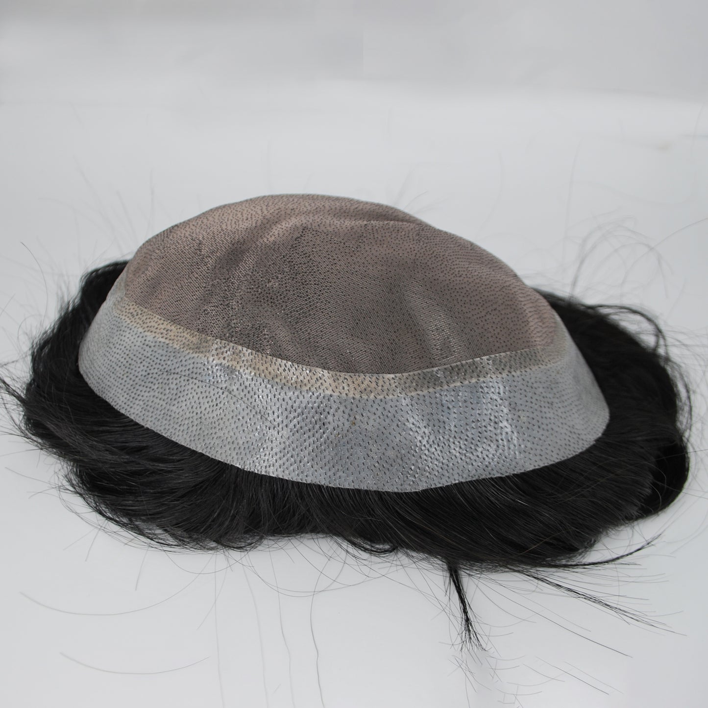 Clearance toupee #1 jet black toupee for men mono with PU around 9x7" human hair system