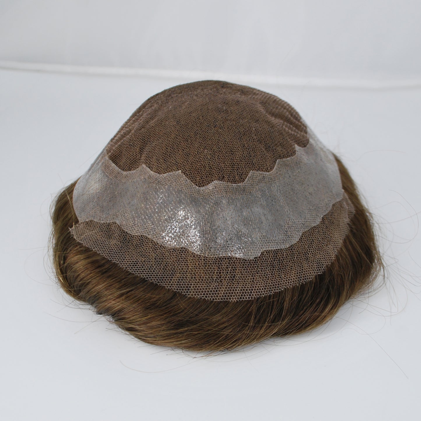 Clearance toupee wig for men lace front French lace with PU around #4 medium brown 9x6.25"