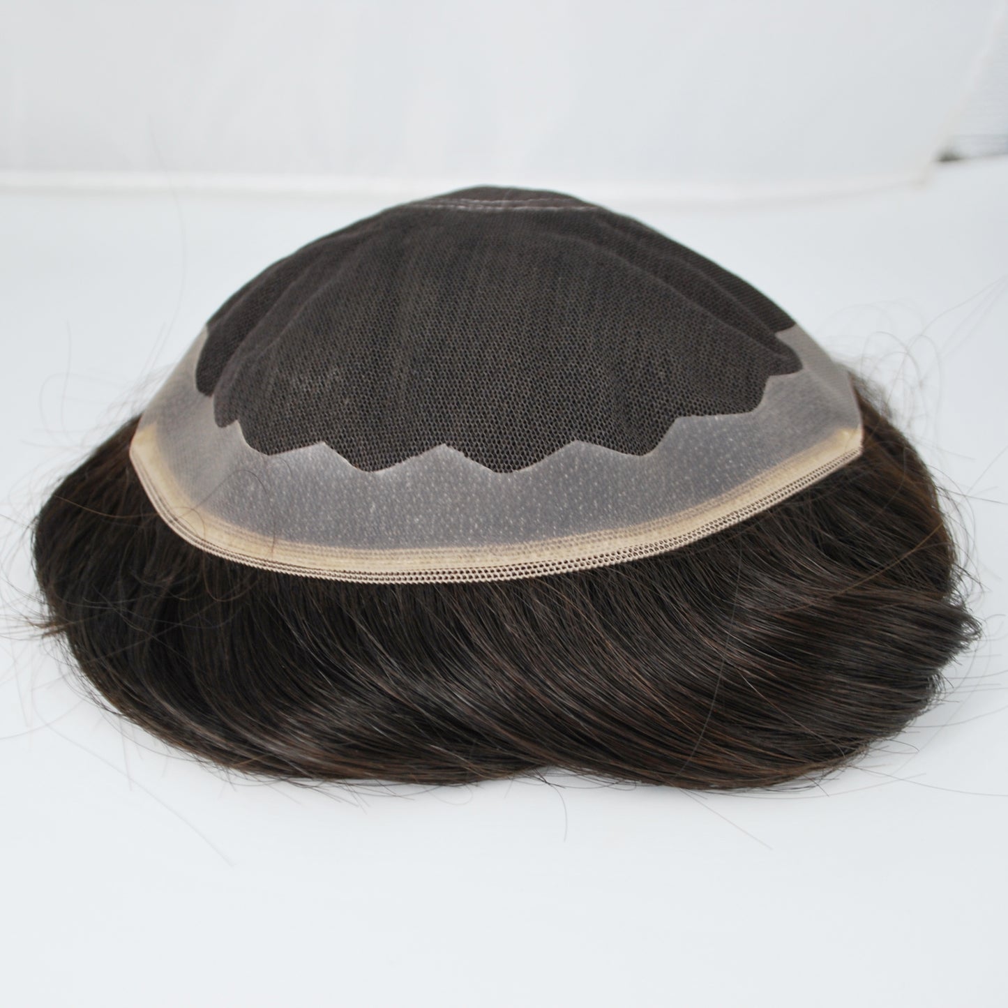 Clearance human hair toupee natural black 7x6.5" prosthesis for men French lace with PU around