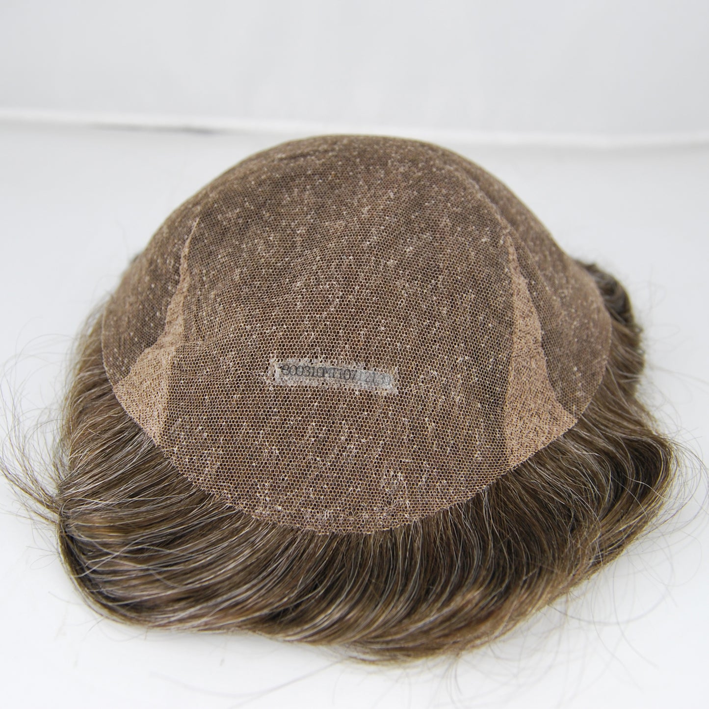 Clearance toupee dark brown mixed 20% grey hair piece for men all french lace durable breathable hair system