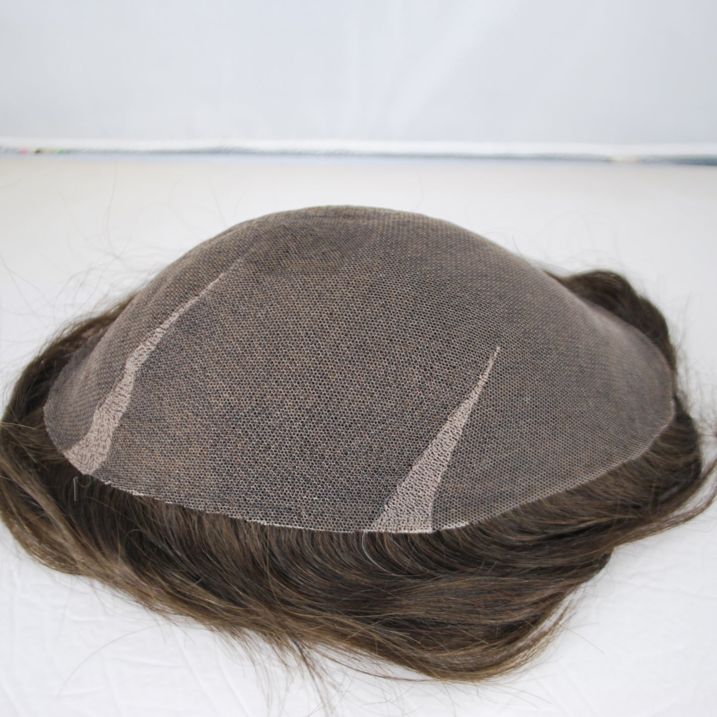 Clearance men piece wig #3 ash brown all french lace hair system for men hair mesh hair system