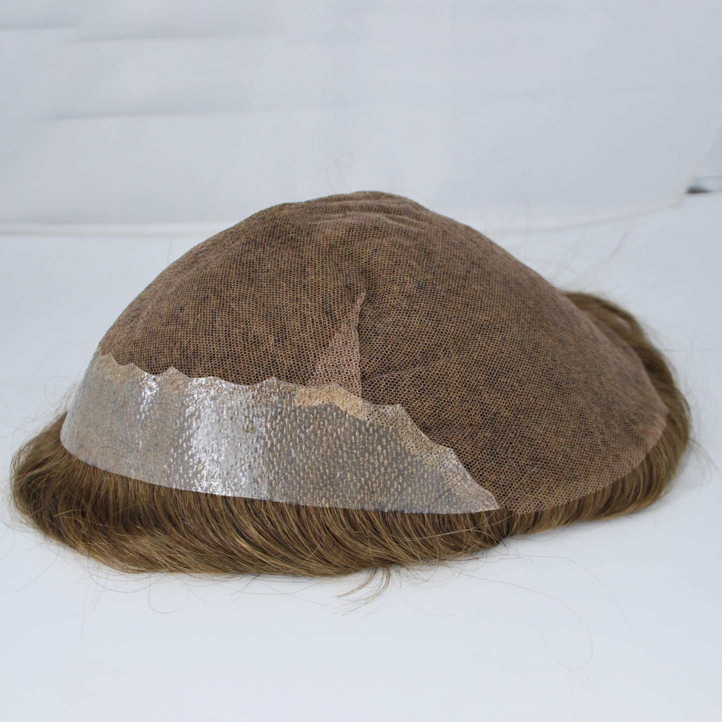 Clearance men toupee wig #5 light brown french lace with PU back and sides hair system