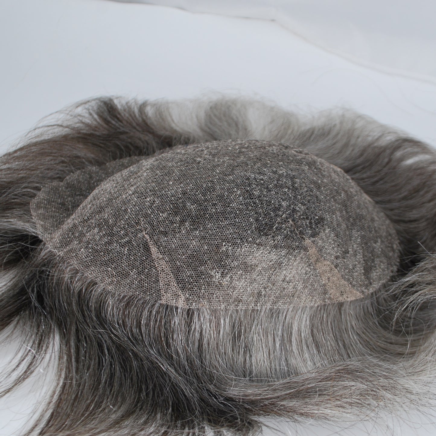 Clearance human hair toupee #2 35 brown mixed grey color 8x6 " prosthesis for men full French lace