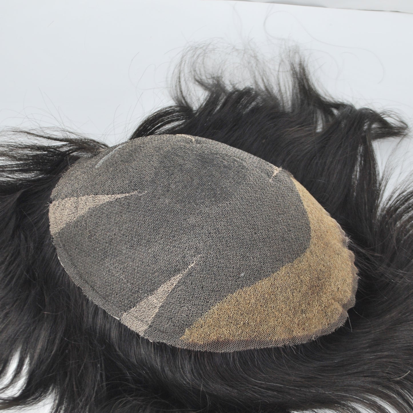 Clearance toupee #1b natural black French lace hair system 10x7.5" men hairpiece full lace