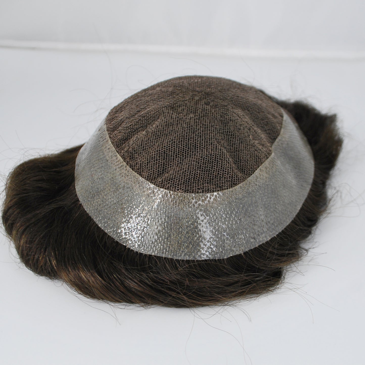 Clearance 8x6 men toupee french lace with PU around dark brown hair system lace front hairpiece