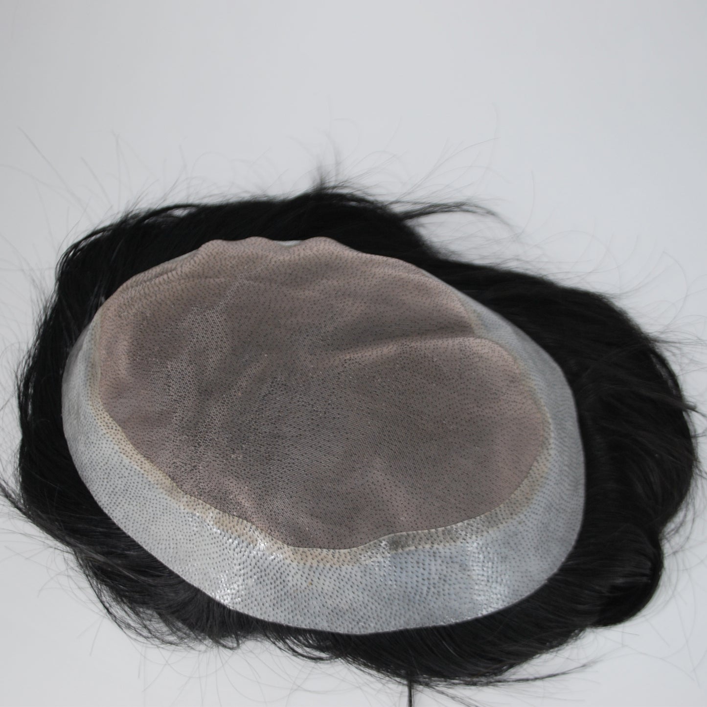 Clearance toupee #1 jet black toupee for men mono with PU around 9x7" human hair system