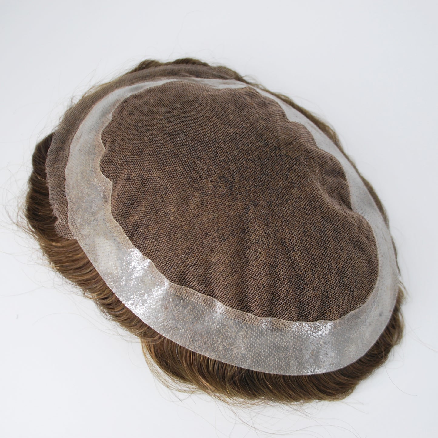 Clearance toupee wig for men lace front French lace with PU around #4 medium brown 9x6.25"