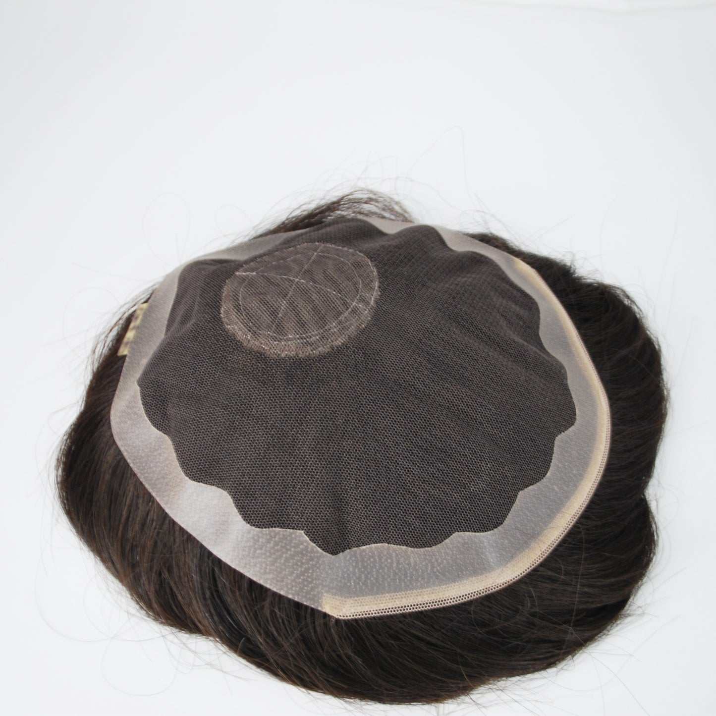 Clearance human hair toupee natural black 7x6.5" prosthesis for men French lace with PU around