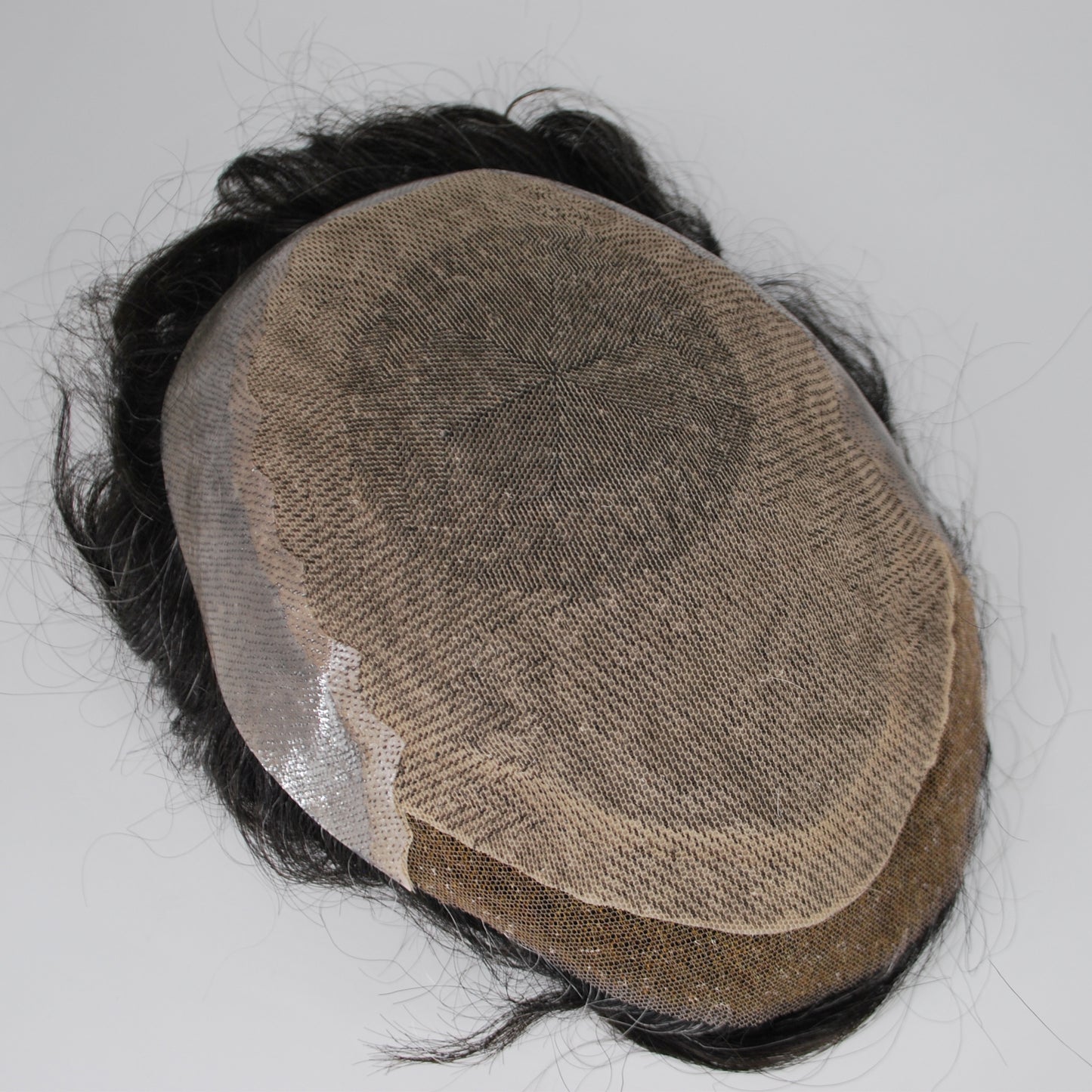 clearance toupee grey mixed hair system for men #1b 10 hair piece silk base with PU