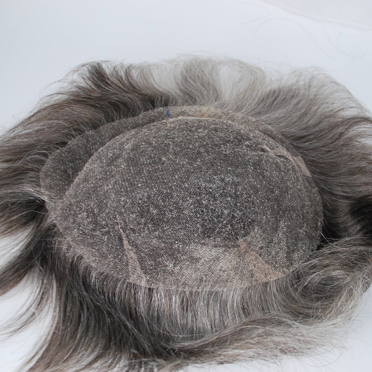 Clearance human hair toupee #2 35 brown mixed grey color 8x6 " prosthesis for men full French lace