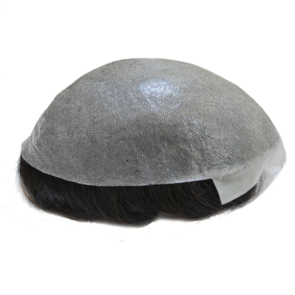 stock men toupee wig natural black color mixed grey color #1B 10-80%human hair system for men