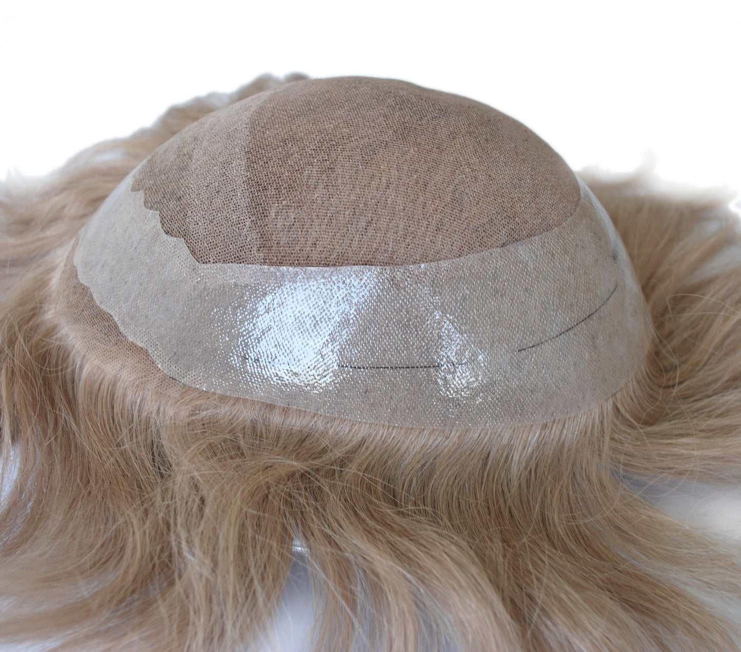 #17 light blonde hair replacement system French lace with PU around mens hair system