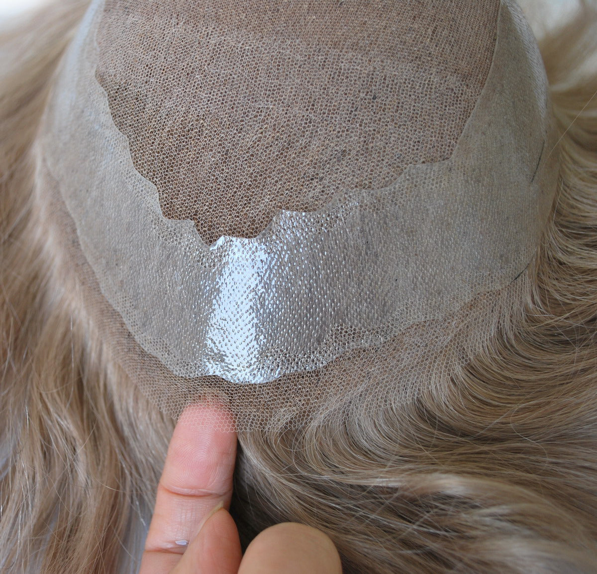 #17 light blonde hair replacement system French lace with PU around mens hair system