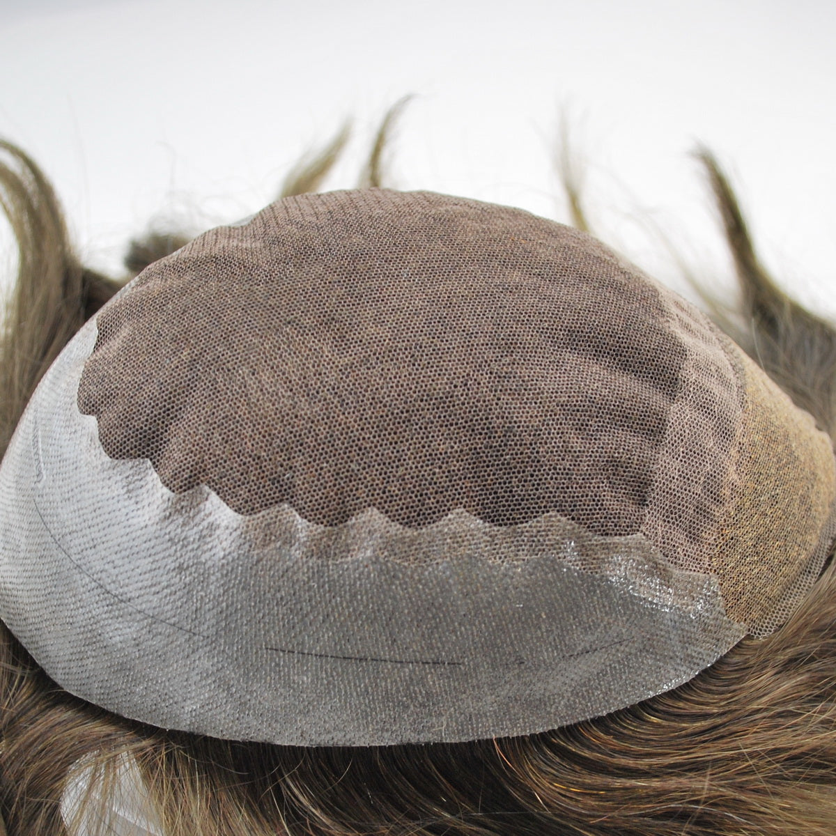 dark brown hairpiece toupee for men French lace with PU back and sides hair system
