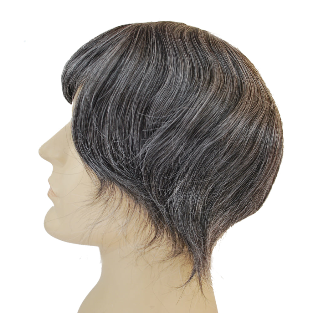Black 50% grey mixed toupee for old men hair toupee system hair piece for men all Swiss lace mens hair wig