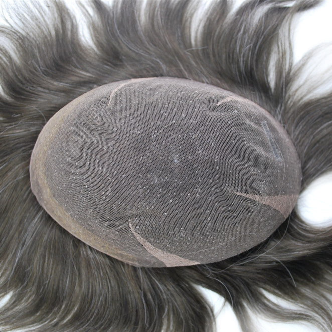 Ash Brown #310 Toupee With Grey Hair Hair System For Men Lace With PU Hair Replacement